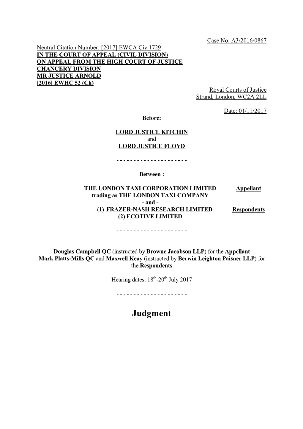 Court of Appeal Judgment Template