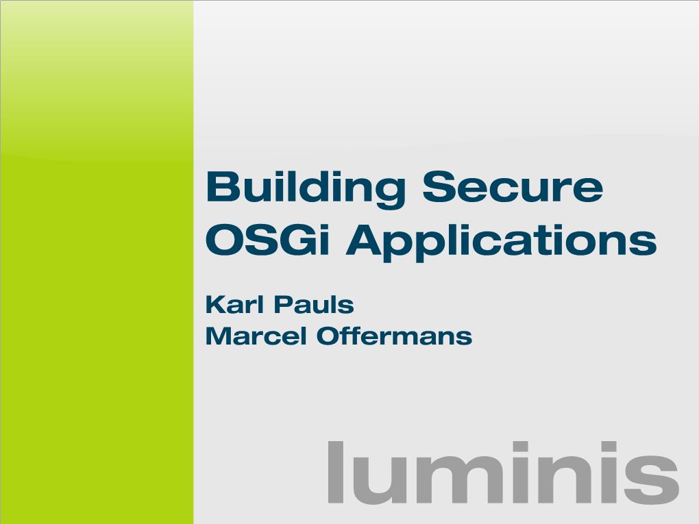 Building Secure Osgi Applications