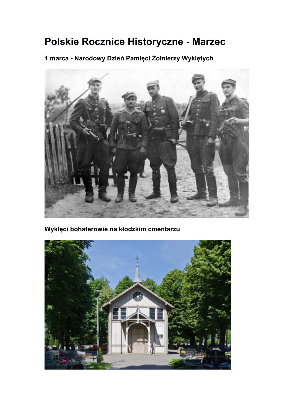 Polskie Rocznice Historyczne - Marzec