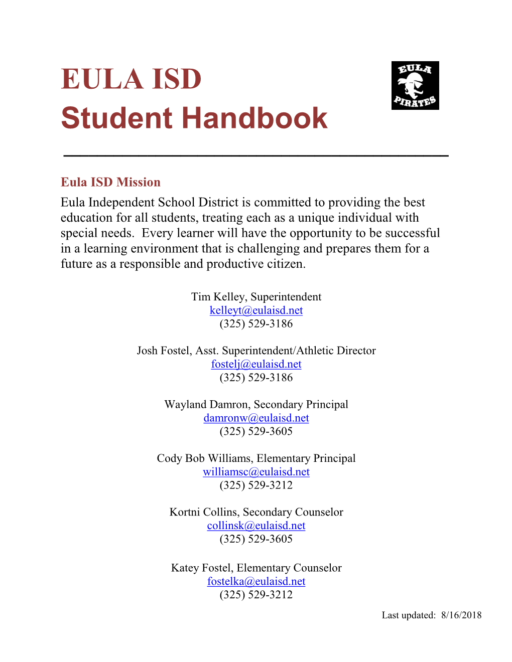 EULA ISD Student Handbook ______