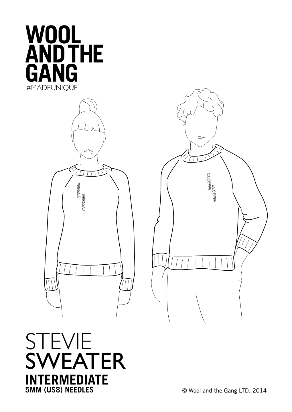 STEVIE SWEATER INTERMEDIATE 5MM (US8) NEEDLES © Wool and the Gang LTD