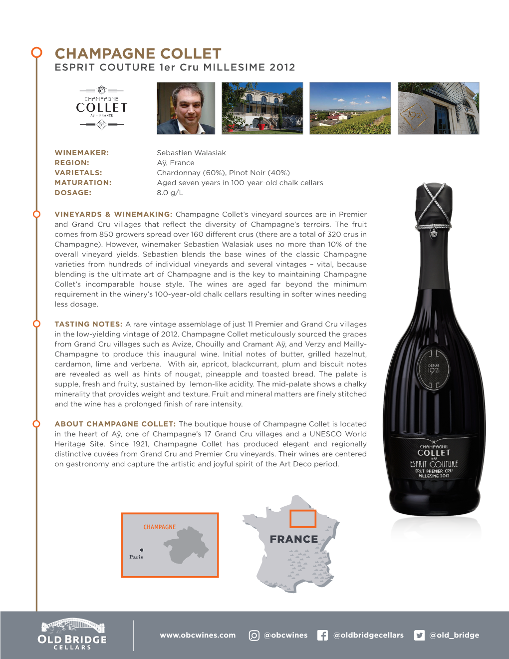 CHAMPAGNE COLLET ESPRIT COUTURE 1Er Cru MILLESIME 2012