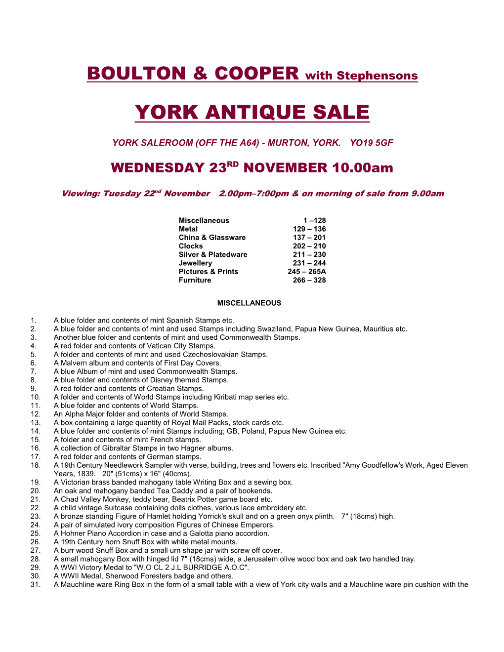 York Antique Sale
