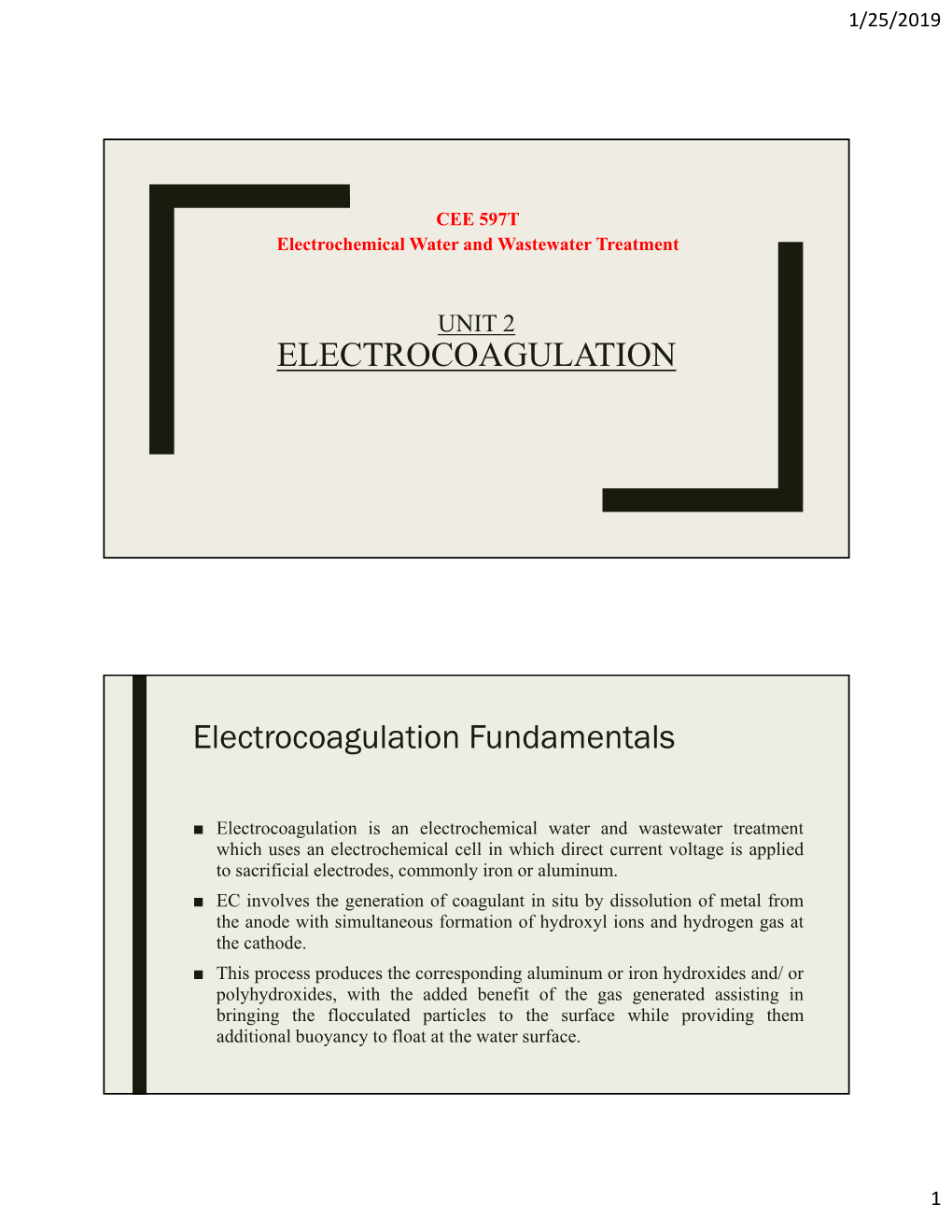 ELECTROCOAGULATION Electrocoagulation Fundamentals