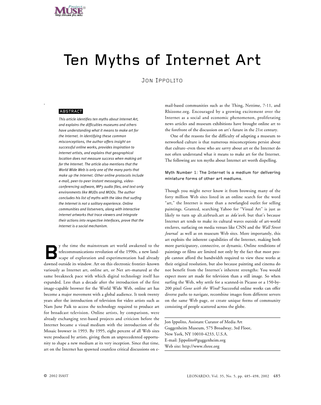 Ten Myths of Internet Art