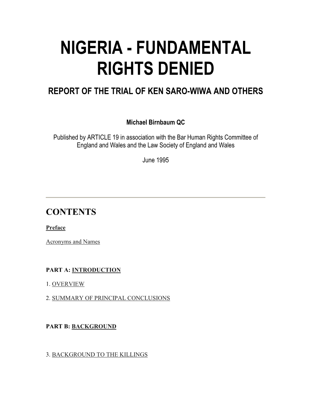 Nigeria - Fundamental Rights Denied