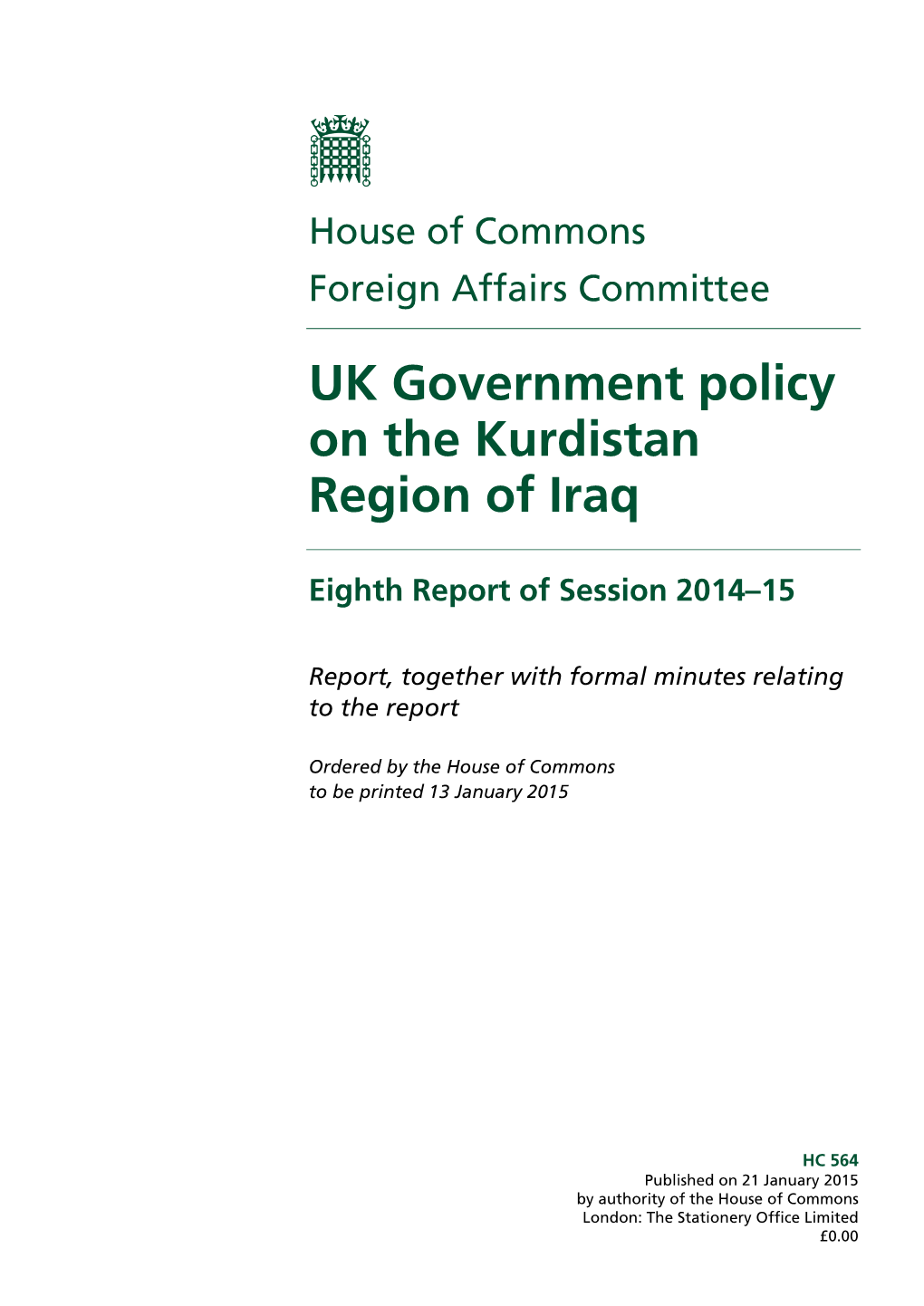 UK Government Policy on the Kurdistan Region of Iraq