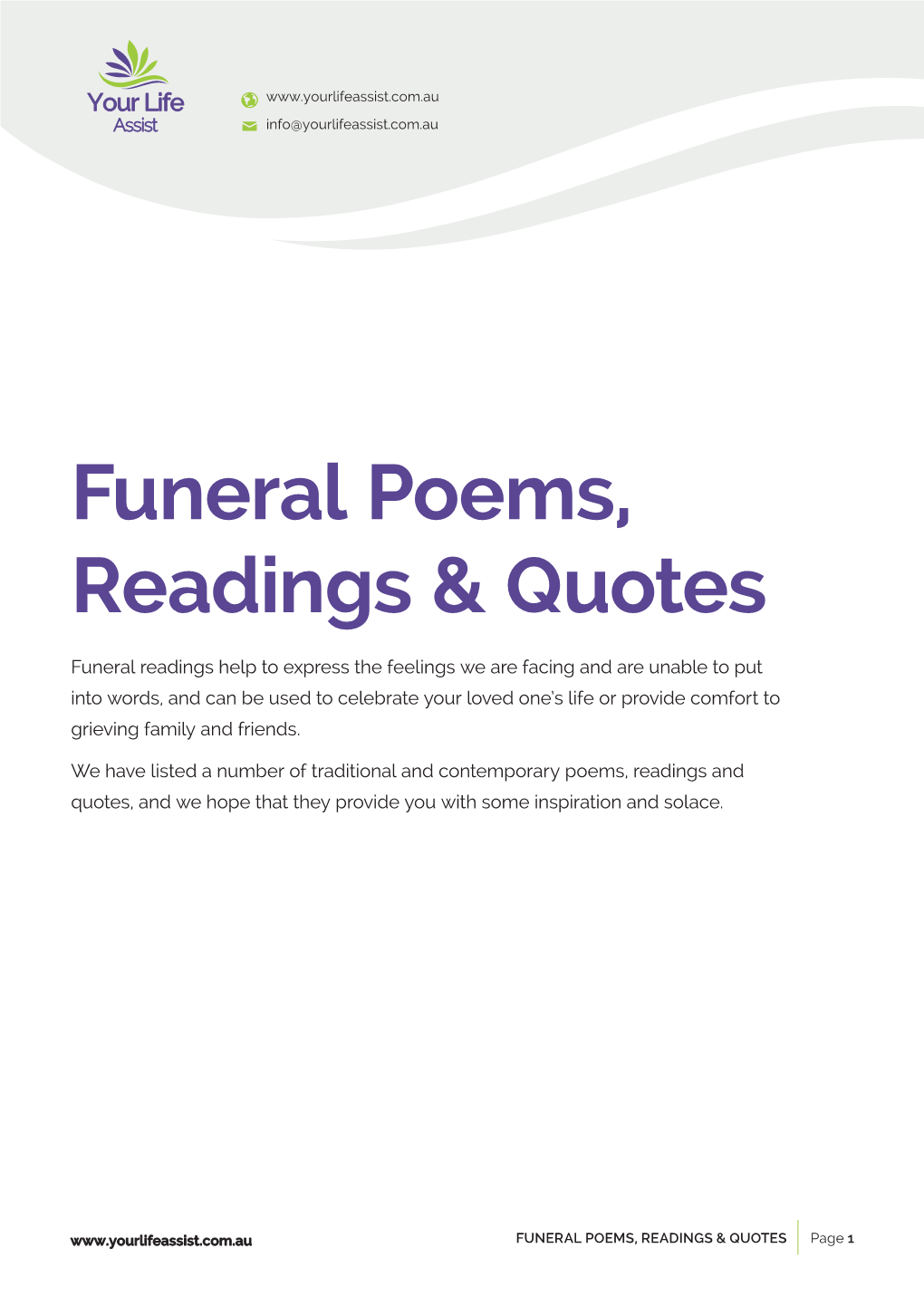 Funeral Poems, Readings & Quotes