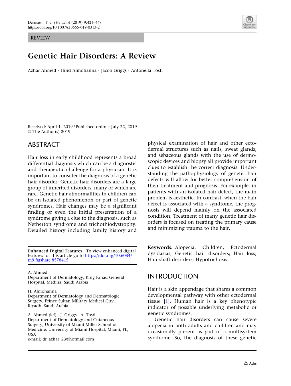 Genetic Hair Disorders: a Review