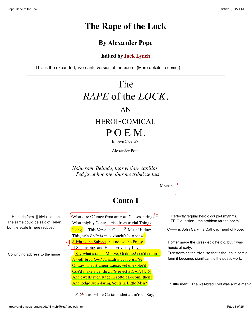 The Rape of the Lock