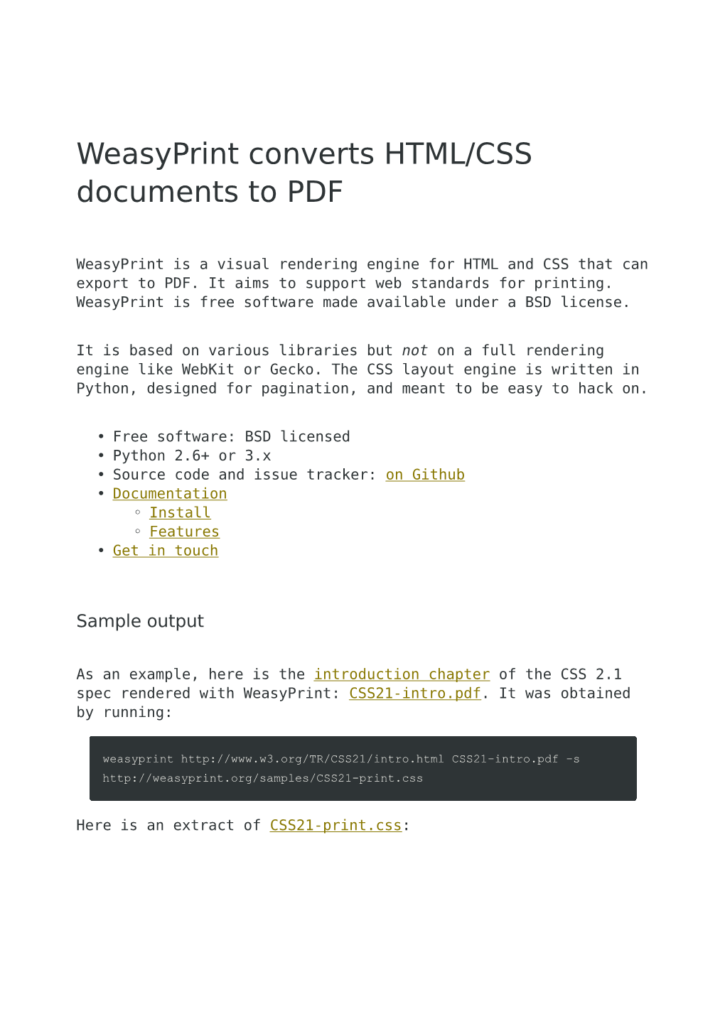 Weasyprint Converts HTML/CSS Documents to PDF