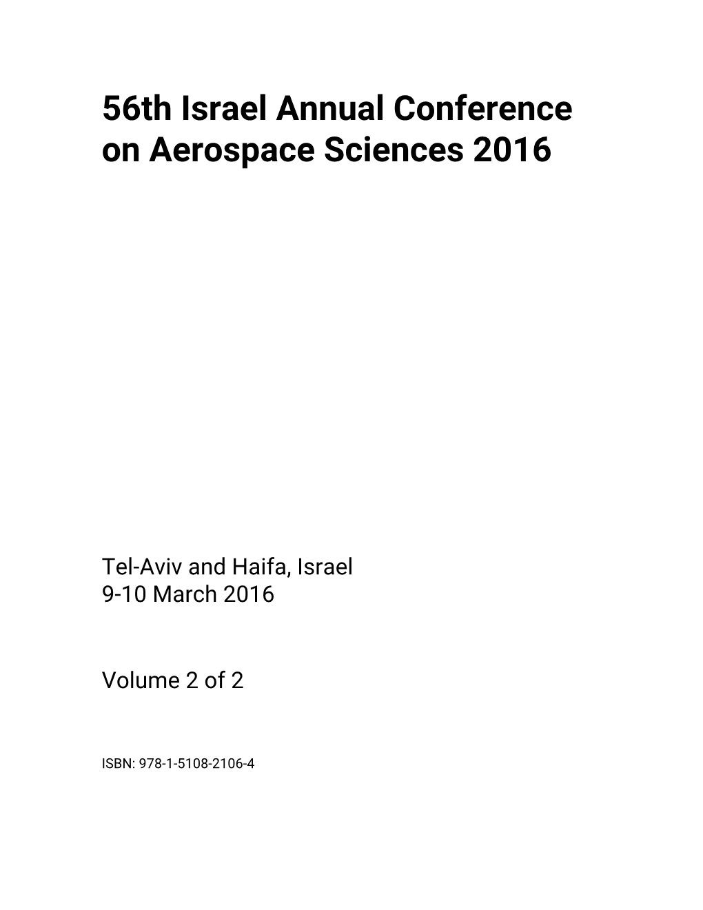 56Th Israel Annual Conference on Aerospace Sciences 2016
