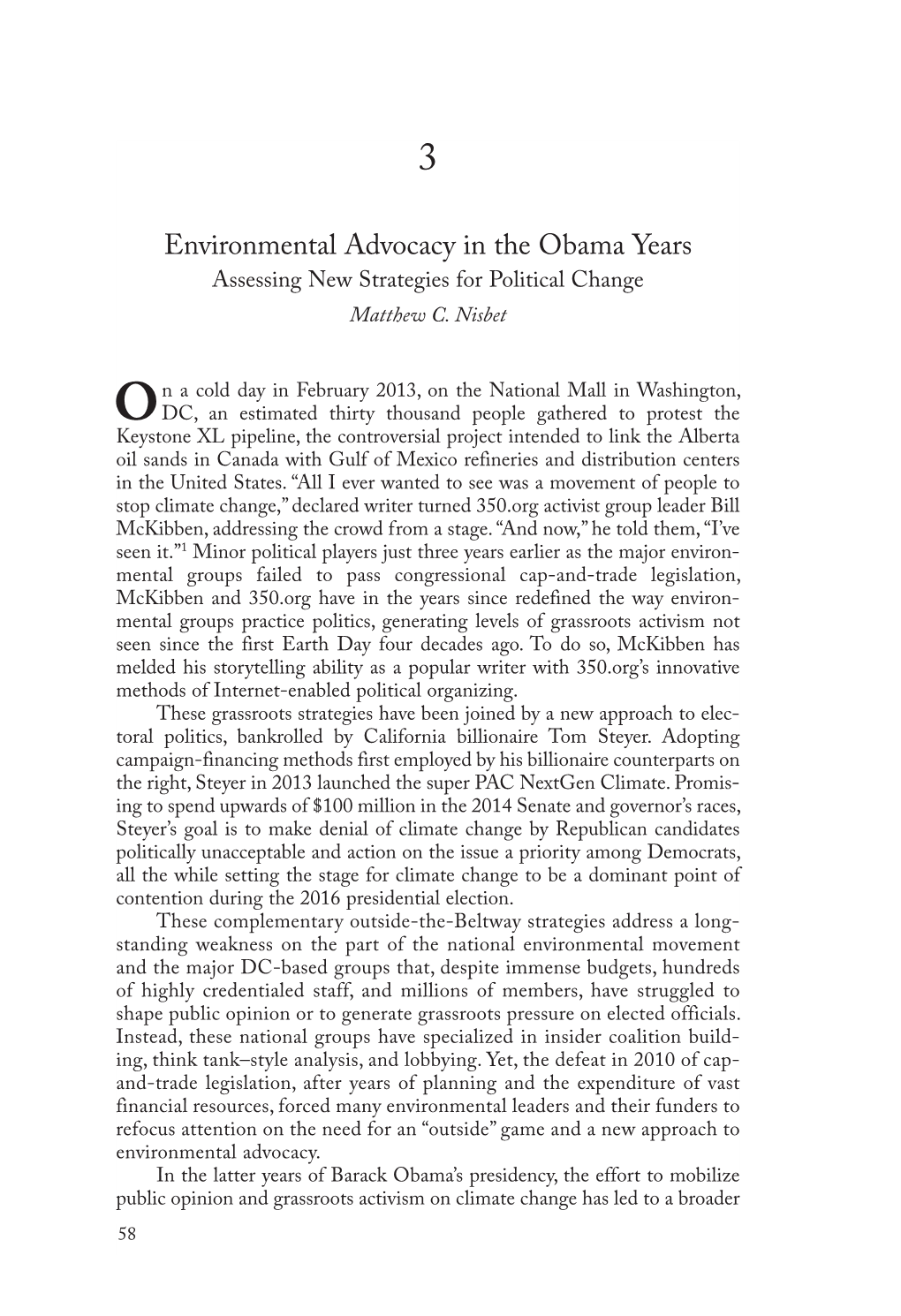 Environmental Advocacy in the Obama Years Assessing New Strategies for Political Change Matthew C