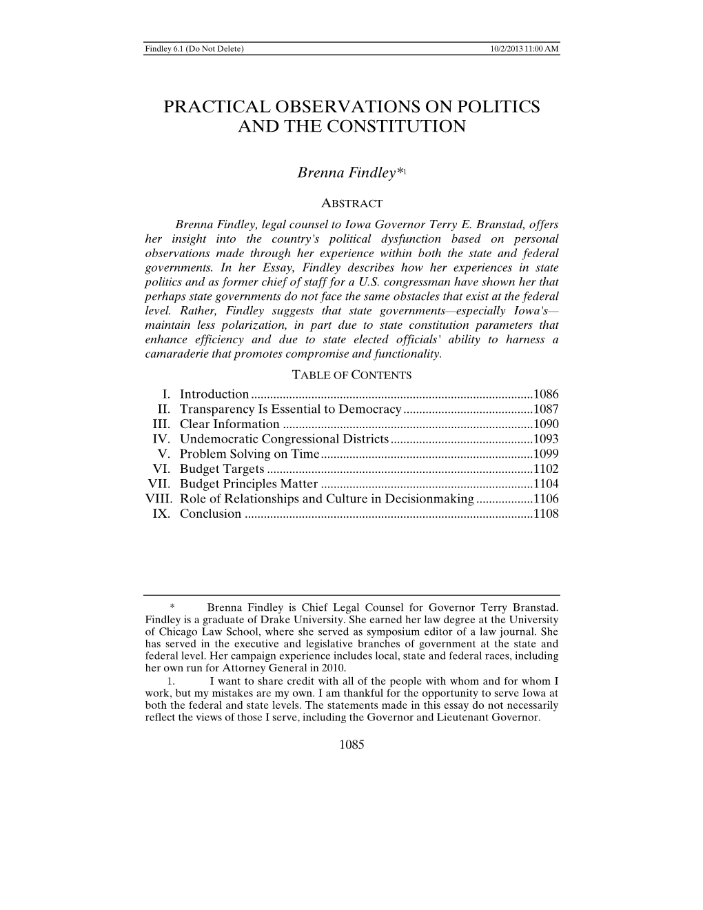 Practical Observations on Politics and the Constitution