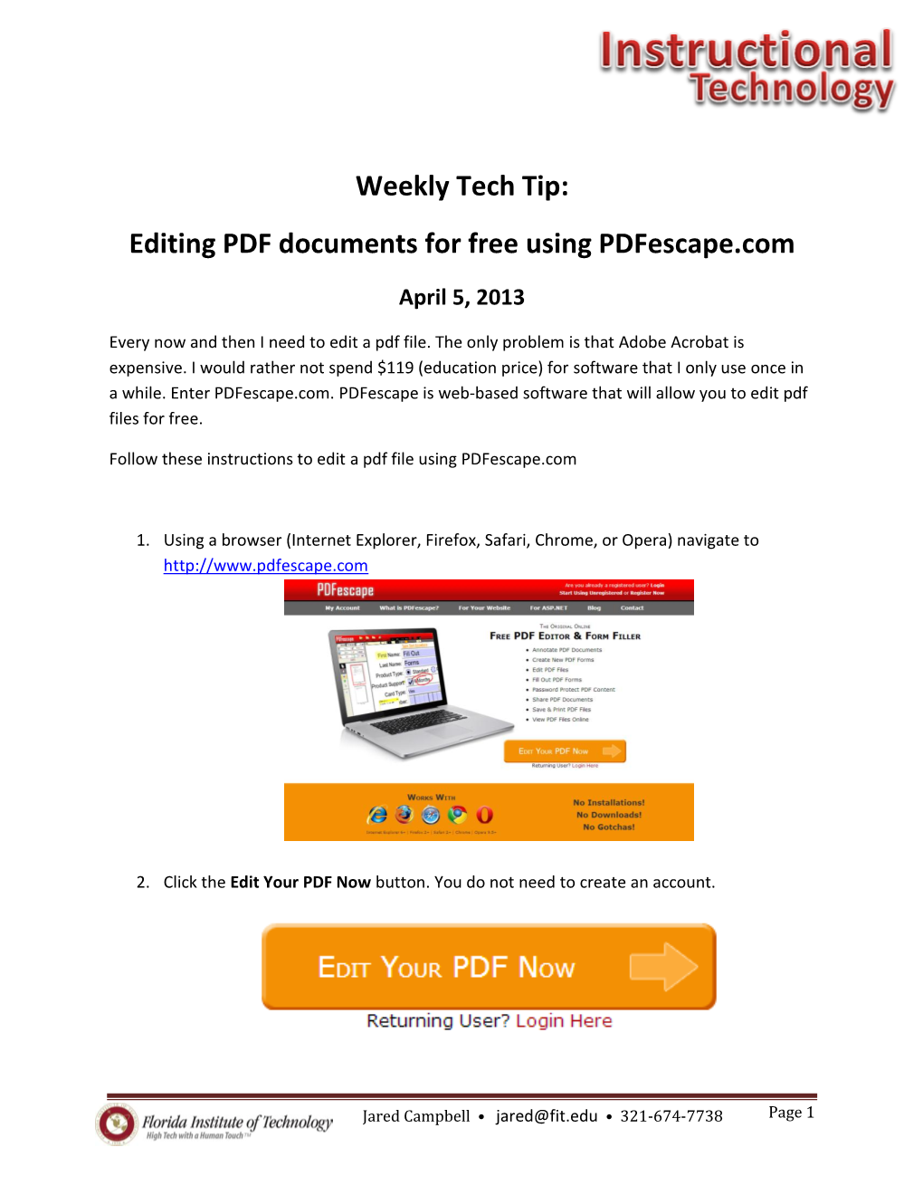 Editing PDF Documents for Free Using Pdfescape.Com