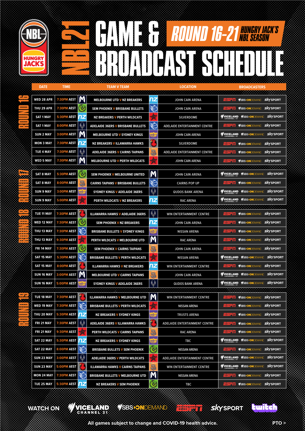 Game & Broadcast Schedule