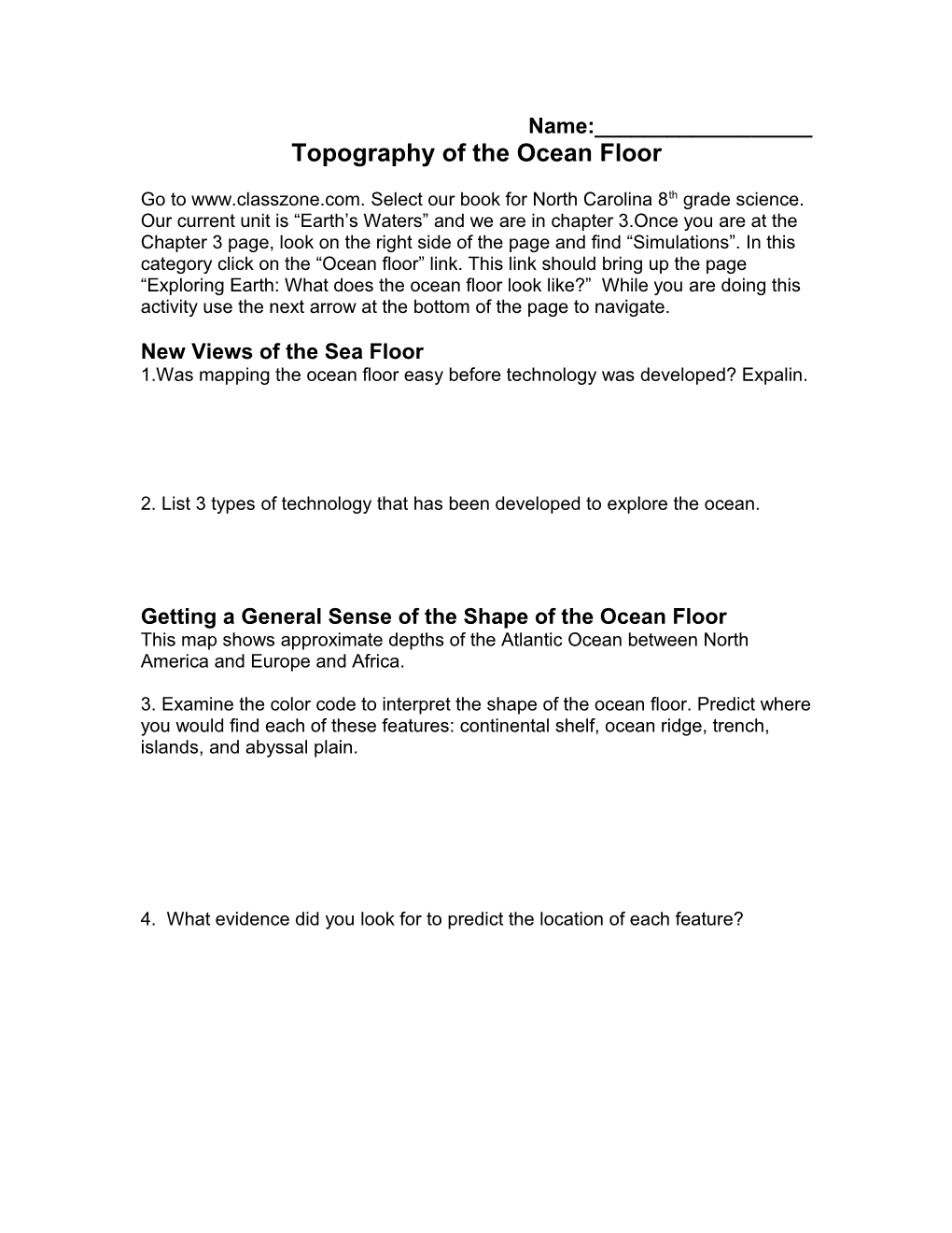 Topography of the Ocean Floor