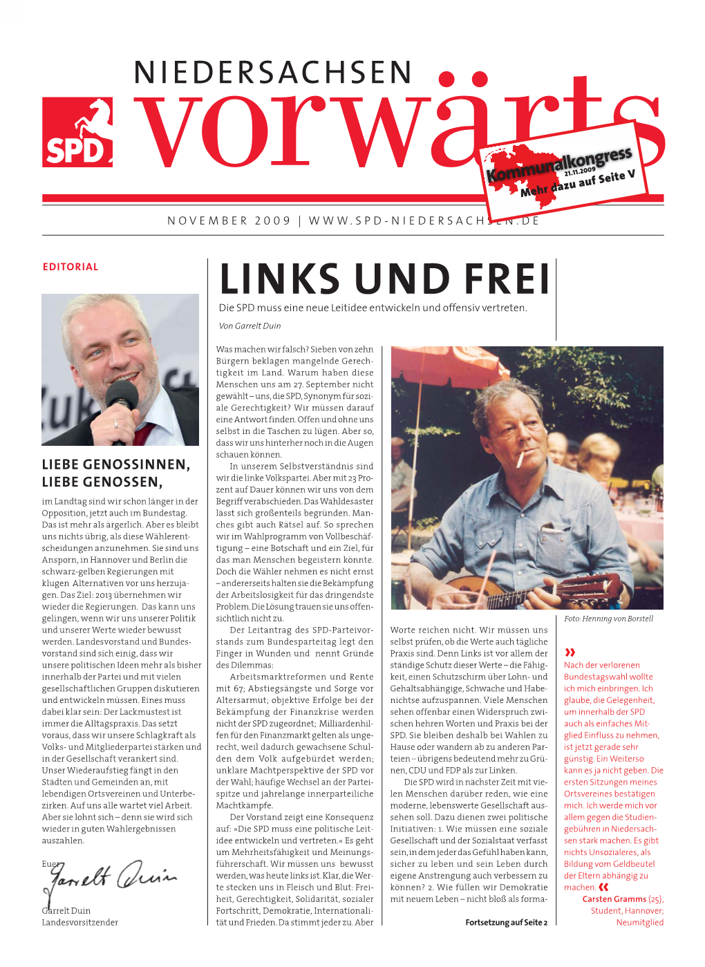 Ausgabe November 2009 Des Niedersachsen-Vorwärts