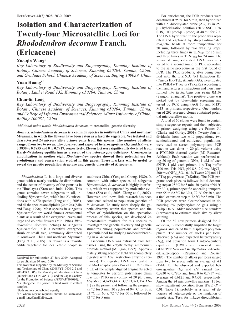 Isolation and Characterization of Twenty-Four Microsatellite Loci For