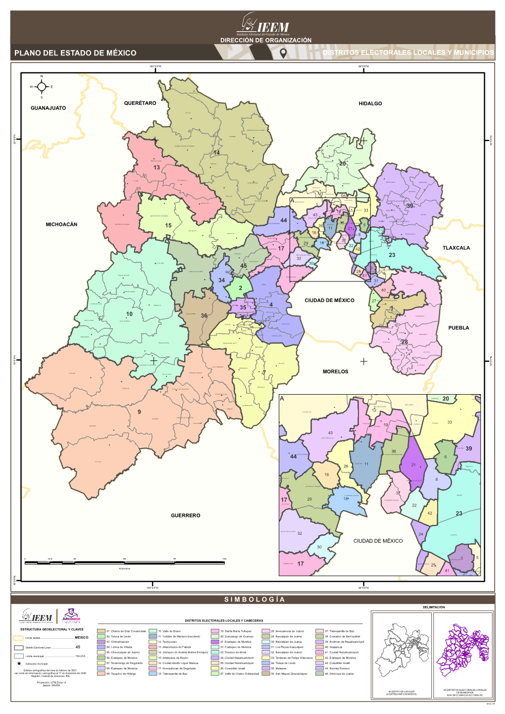 Plano Del Estado De México Distritos Electorales Locales Y Municipios
