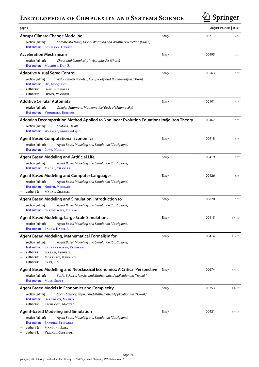 Encyclopedia of Complexity and Systems Science 123 Page 1 August 19, 2008 | 16:33