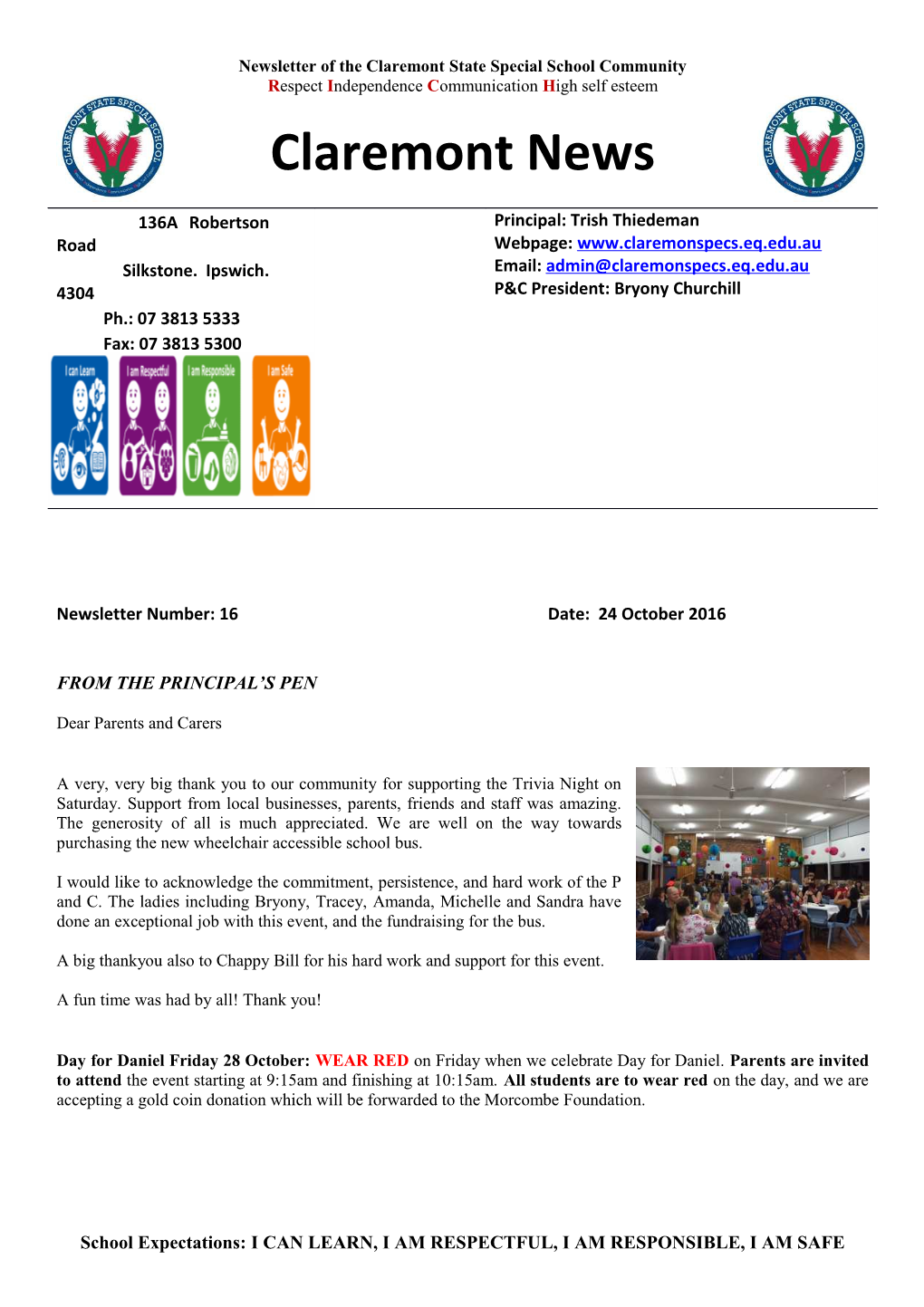 Newsletter of the Claremont State Special School Community