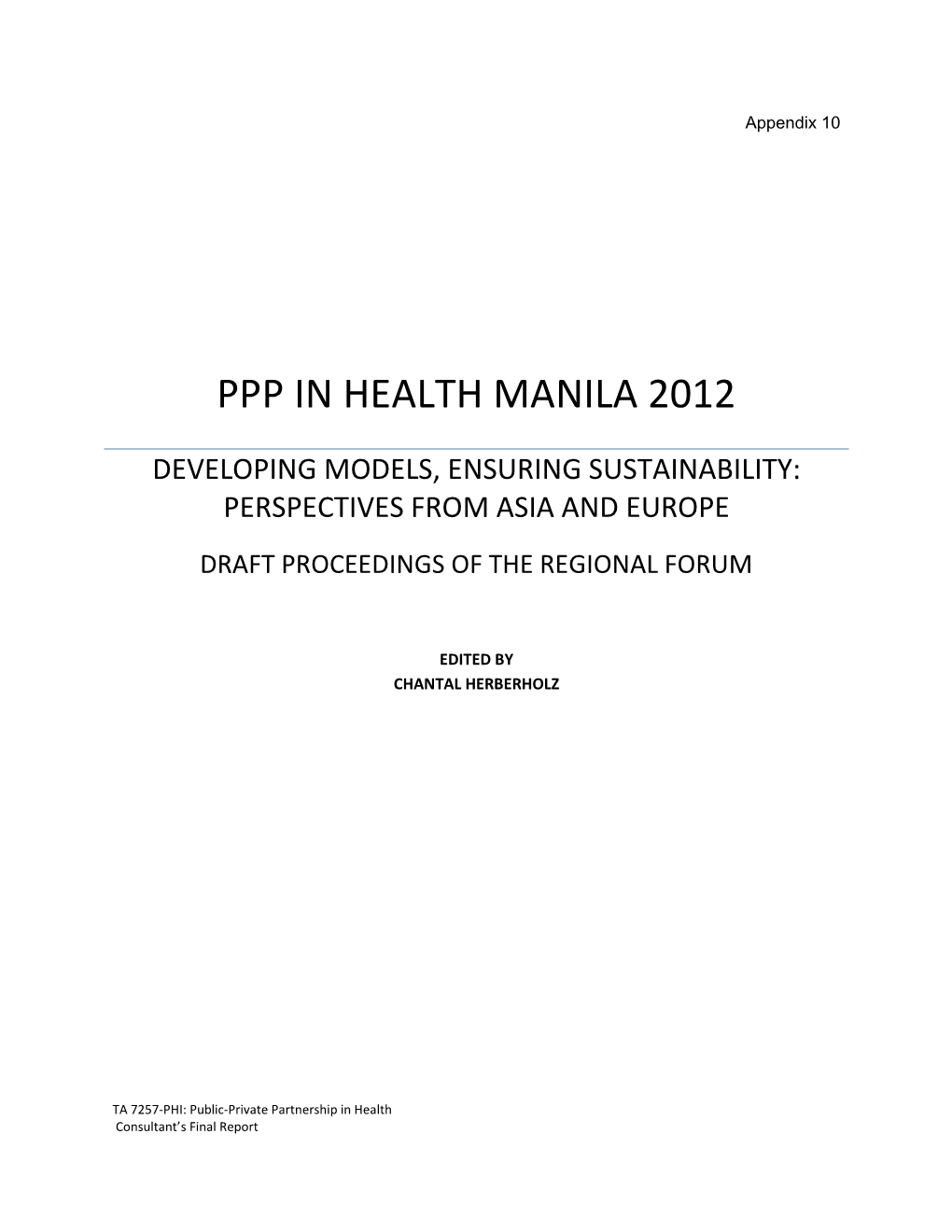 Ppp in Health Manila 2012