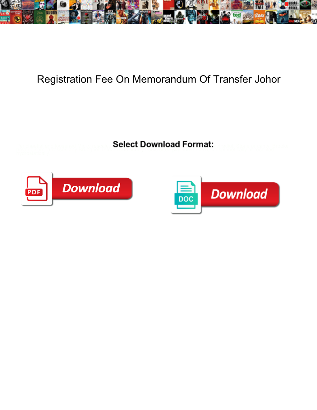 Registration Fee on Memorandum of Transfer Johor