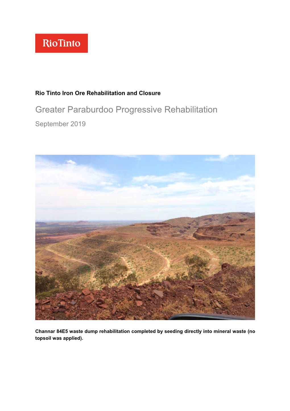 Greater Paraburdoo Progressive Rehabilitation September 2019