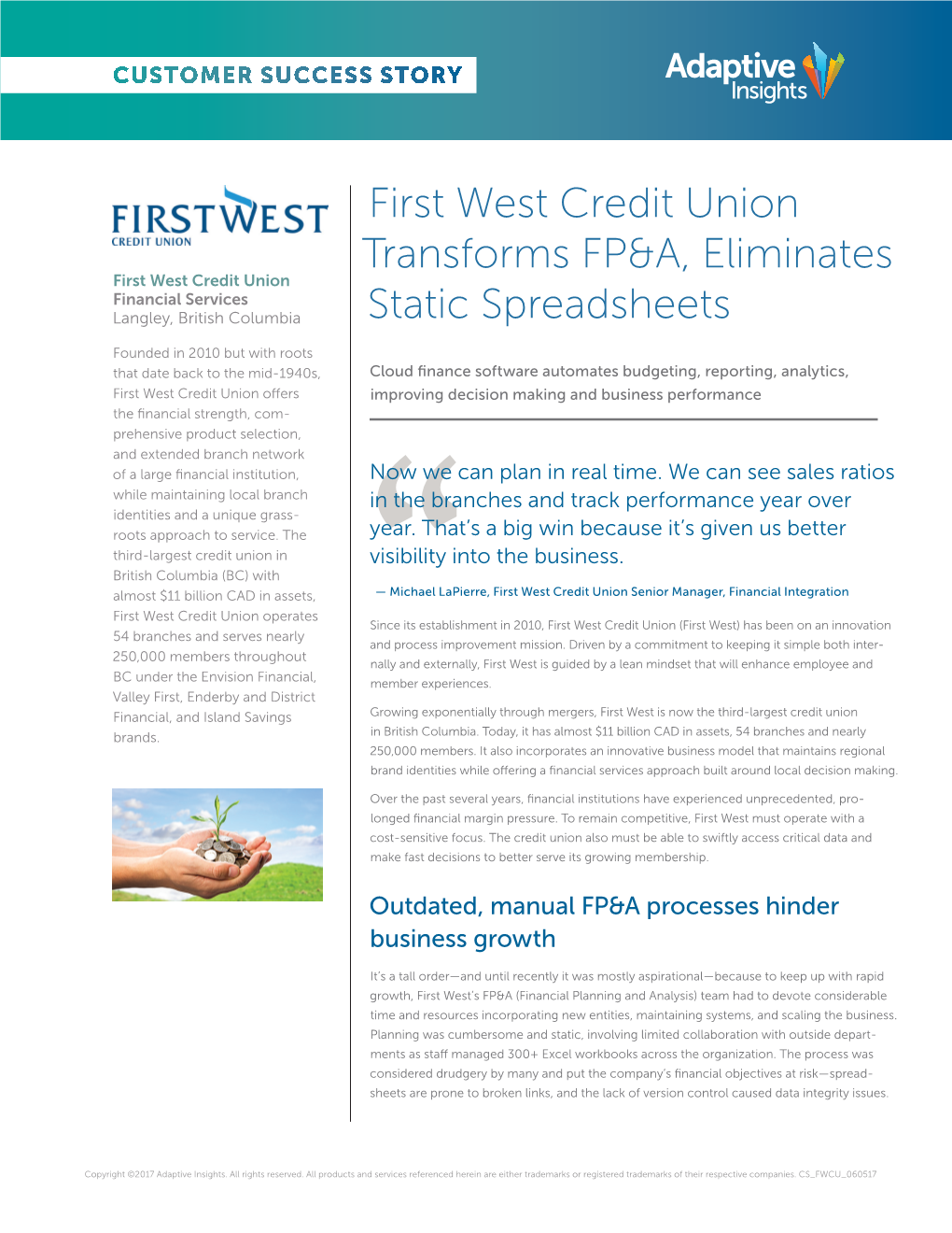 First West Credit Union Transforms FP&A, Eliminates Static Spreadsheets