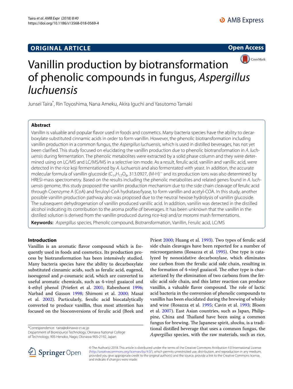 Vanillin Production by Biotransformation of Phenolic