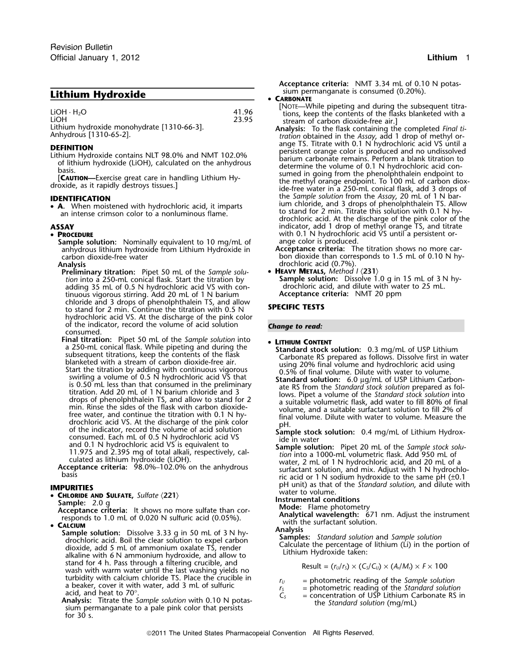 Lithium Hydroxide