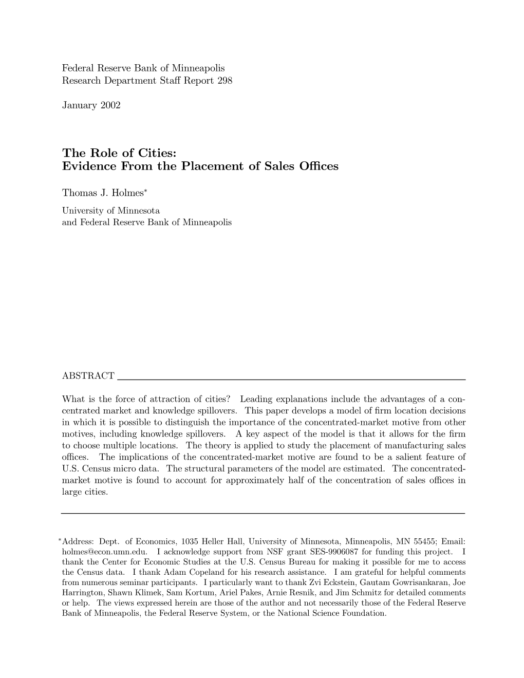 The Role of Cities: Evidence from the Placement of Sales Offices