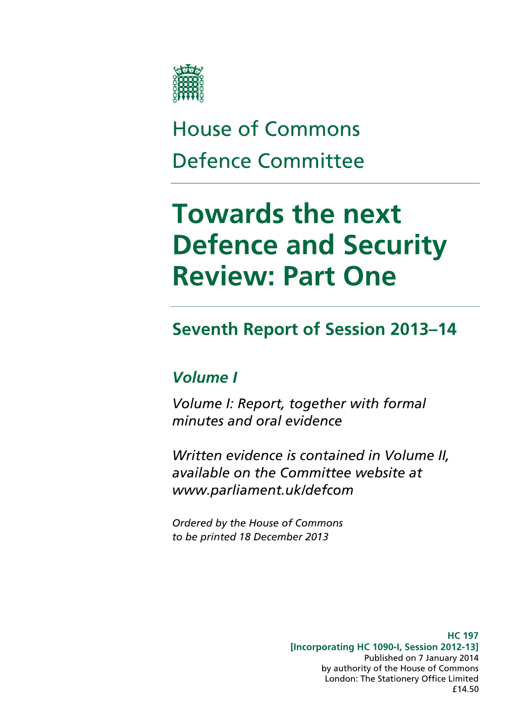 Towards the Next Defence and Security Review: Part One