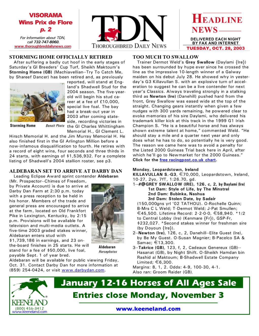 January 12-16 Horses of All Ages Sale Entries Close Monday, November 3