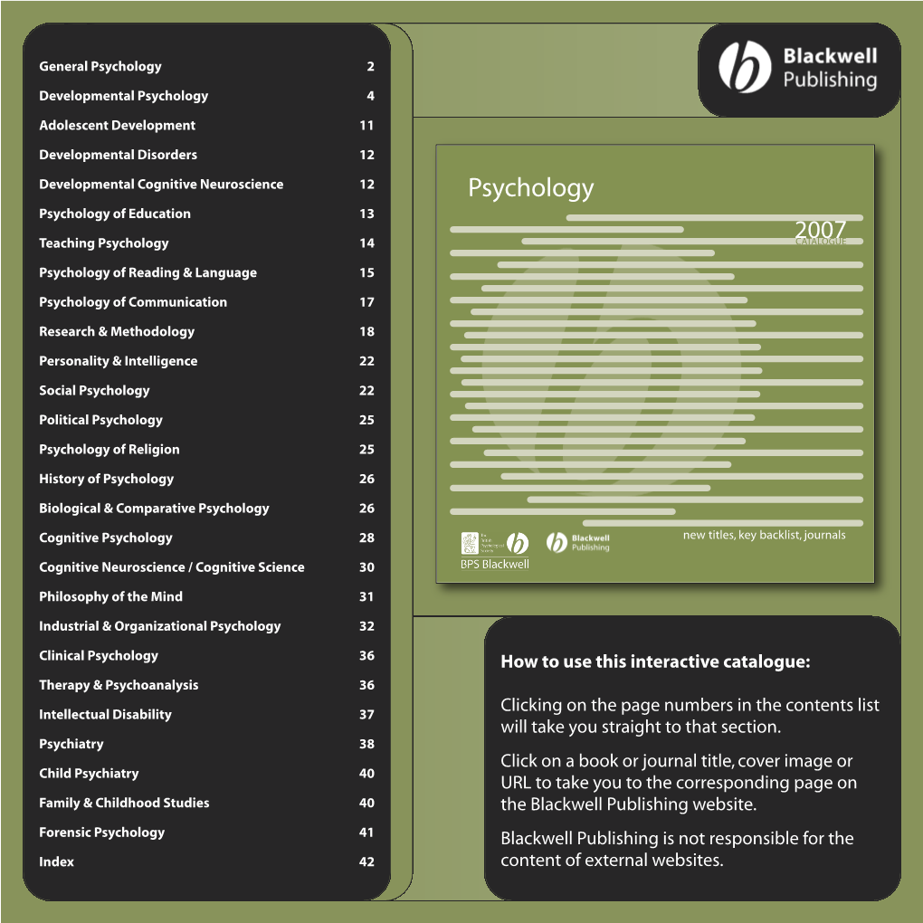 Catalogue 2007 Online Psychol
