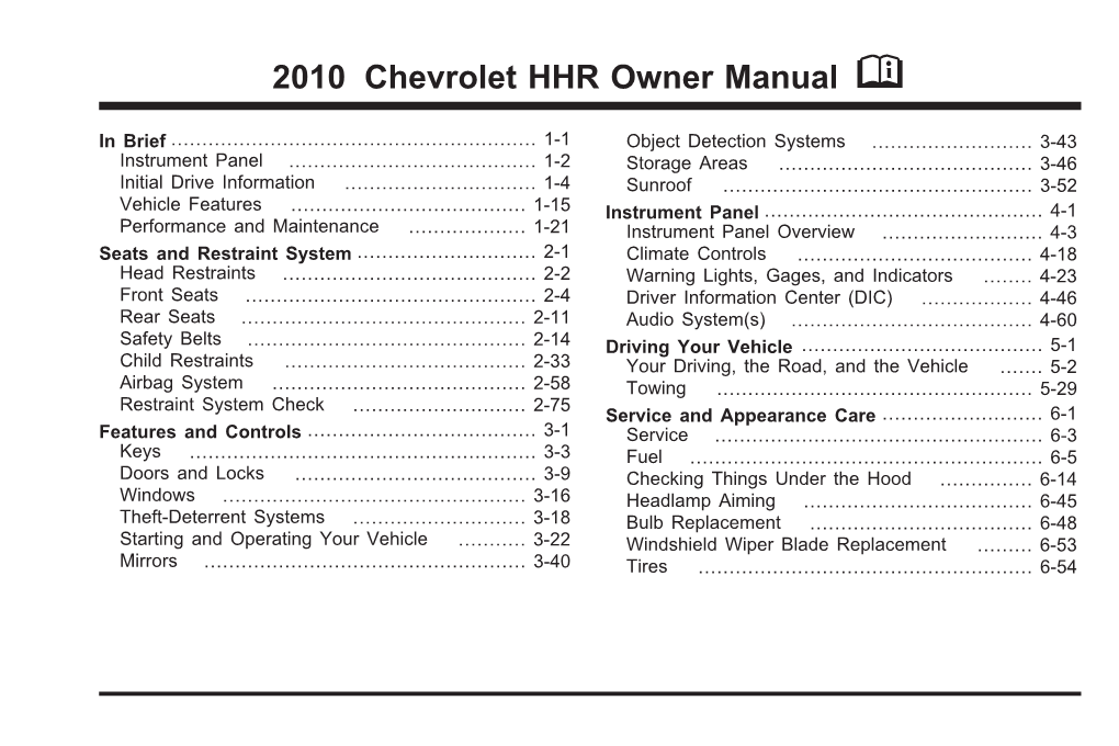 2010 Chevrolet HHR Owner Manual M