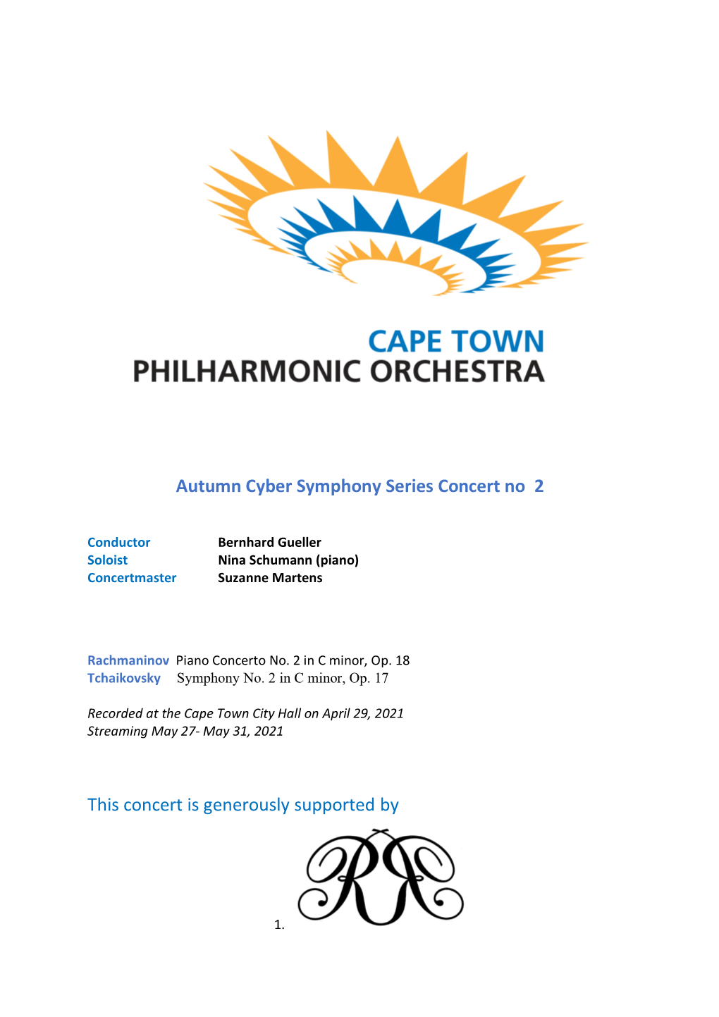 Autumn Cyber Symphony Series Concert No 2 This Concert Is