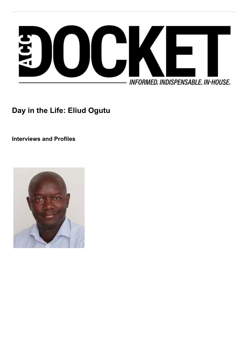 Day in the Life: Eliud Ogutu