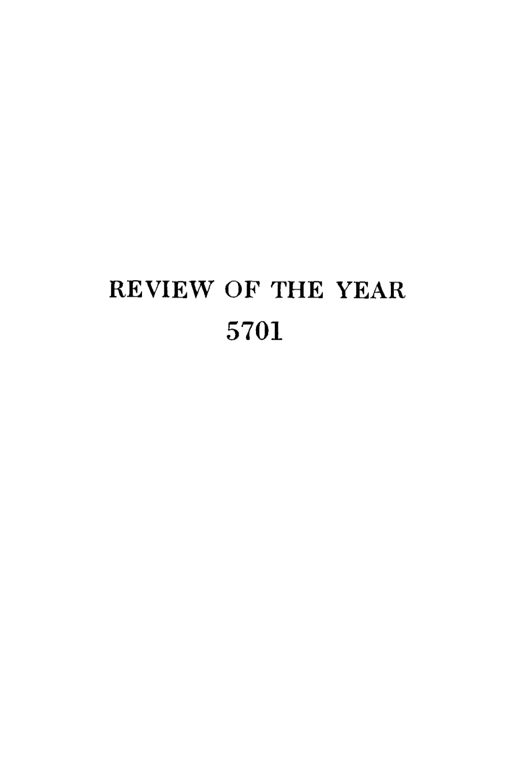 Review of the Year 5701 Review of the Year