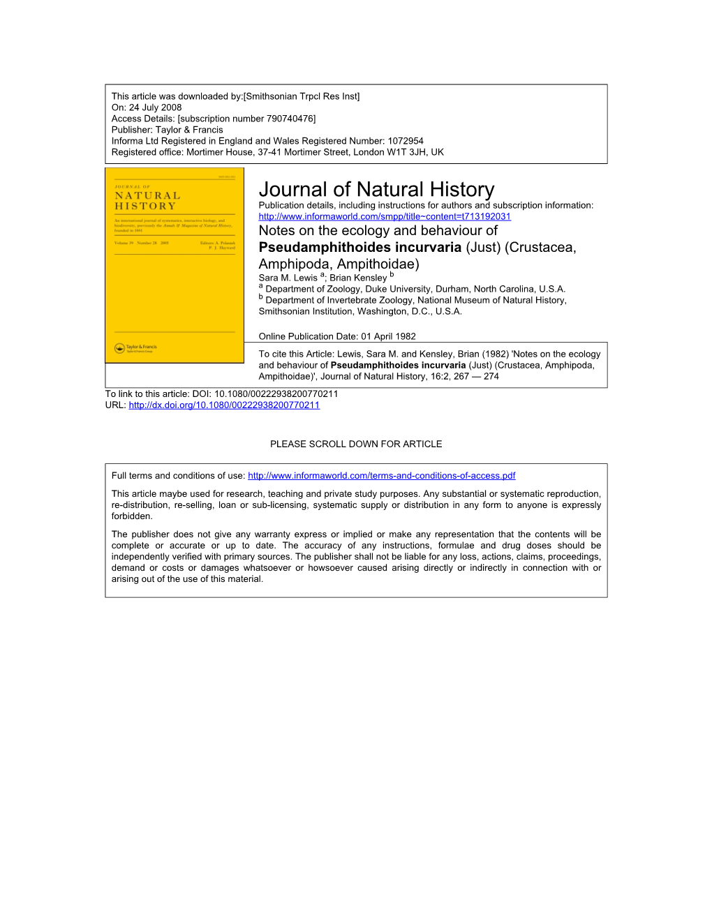 Journal of Natural History