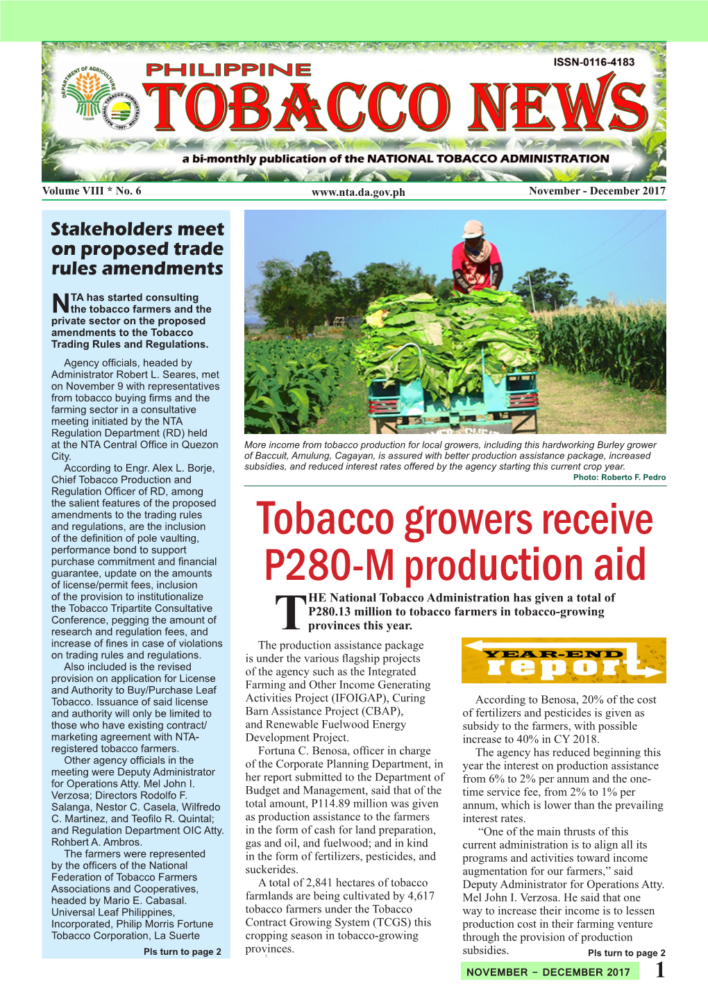 Tobacco Growers Receive