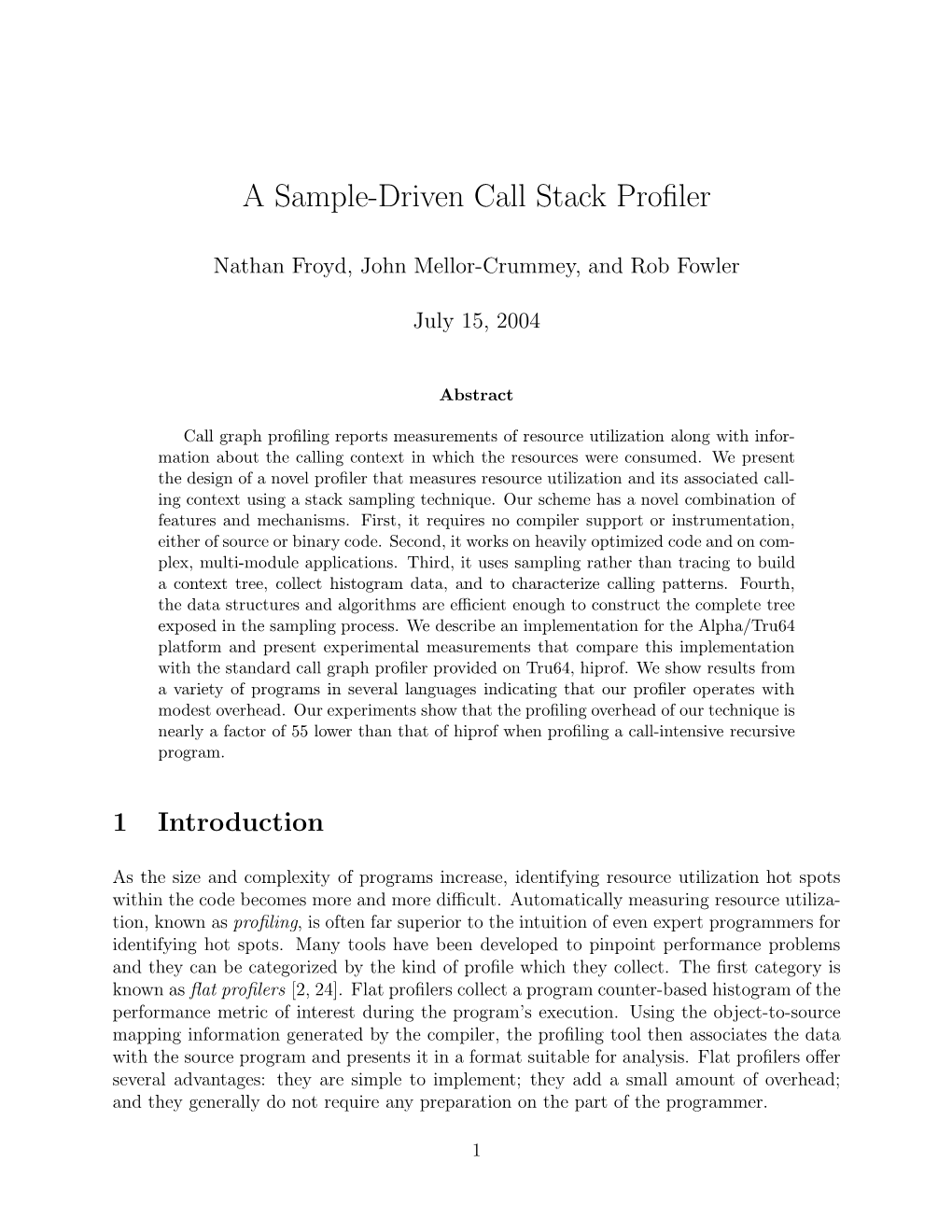 A Sample-Driven Call Stack Profiler