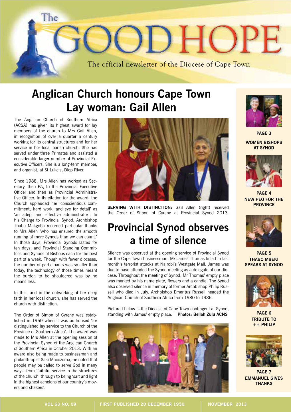 Anglican Church Honours Cape Town Lay Woman: Gail Allen