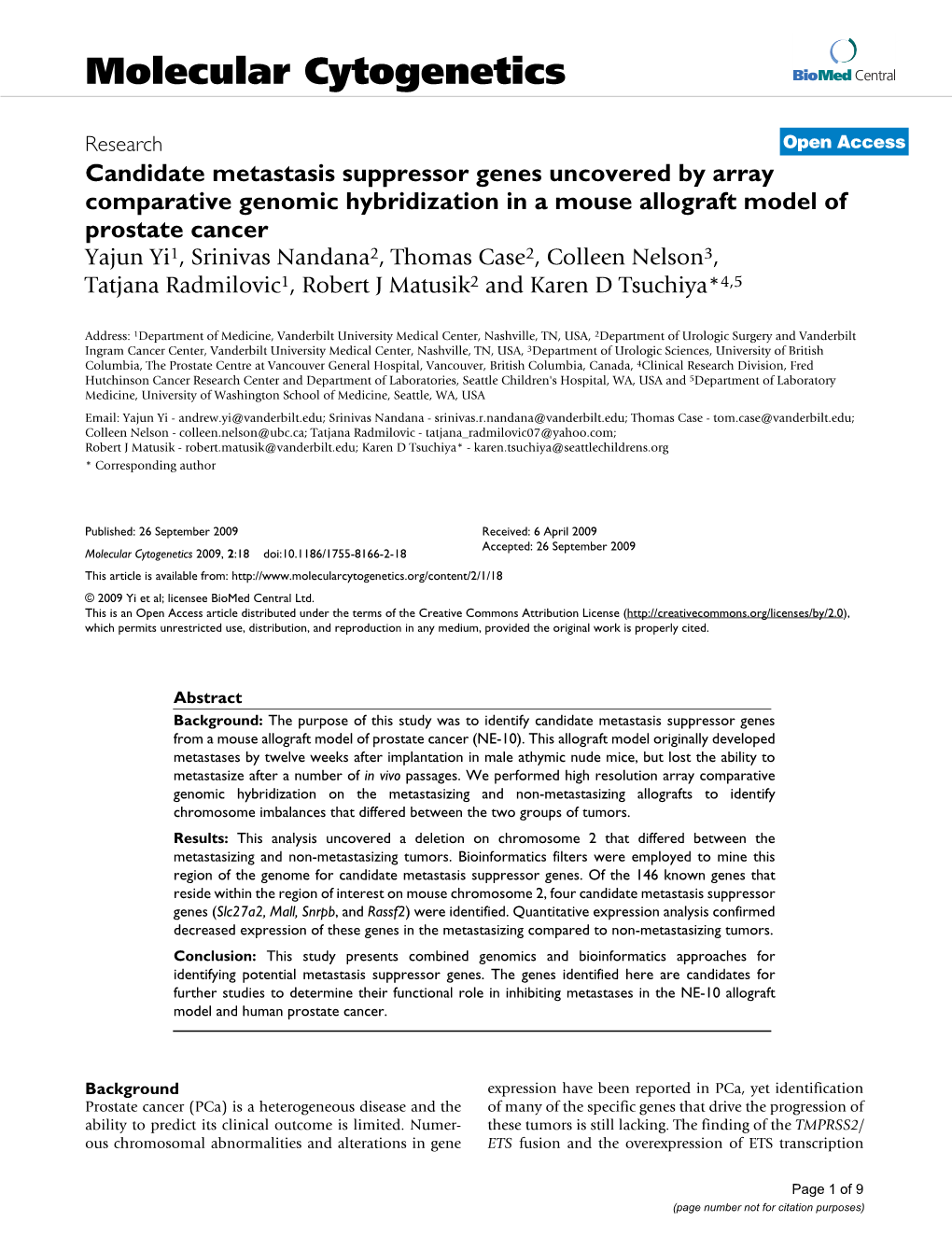 Molecular Cytogenetics Biomed Central