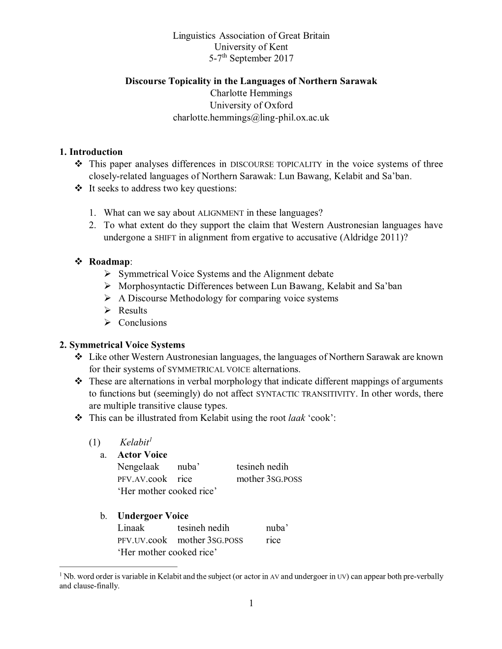 Linguistics Association of Great Britain University of Kent 5-7Th September 2017