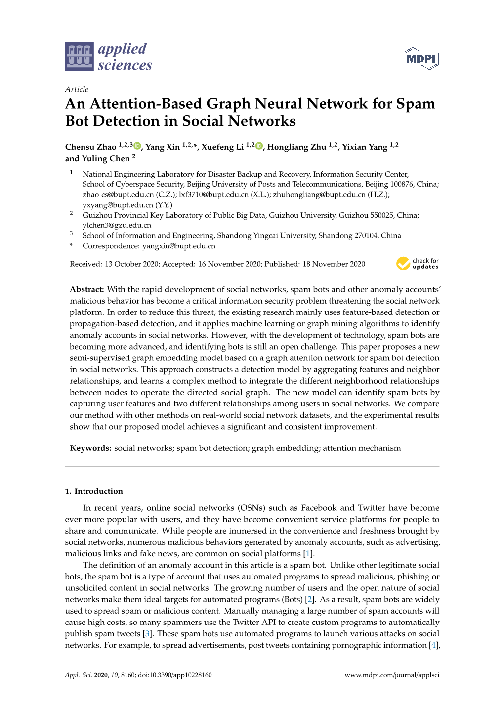 An Attention-Based Graph Neural Network for Spam Bot Detection in Social Networks