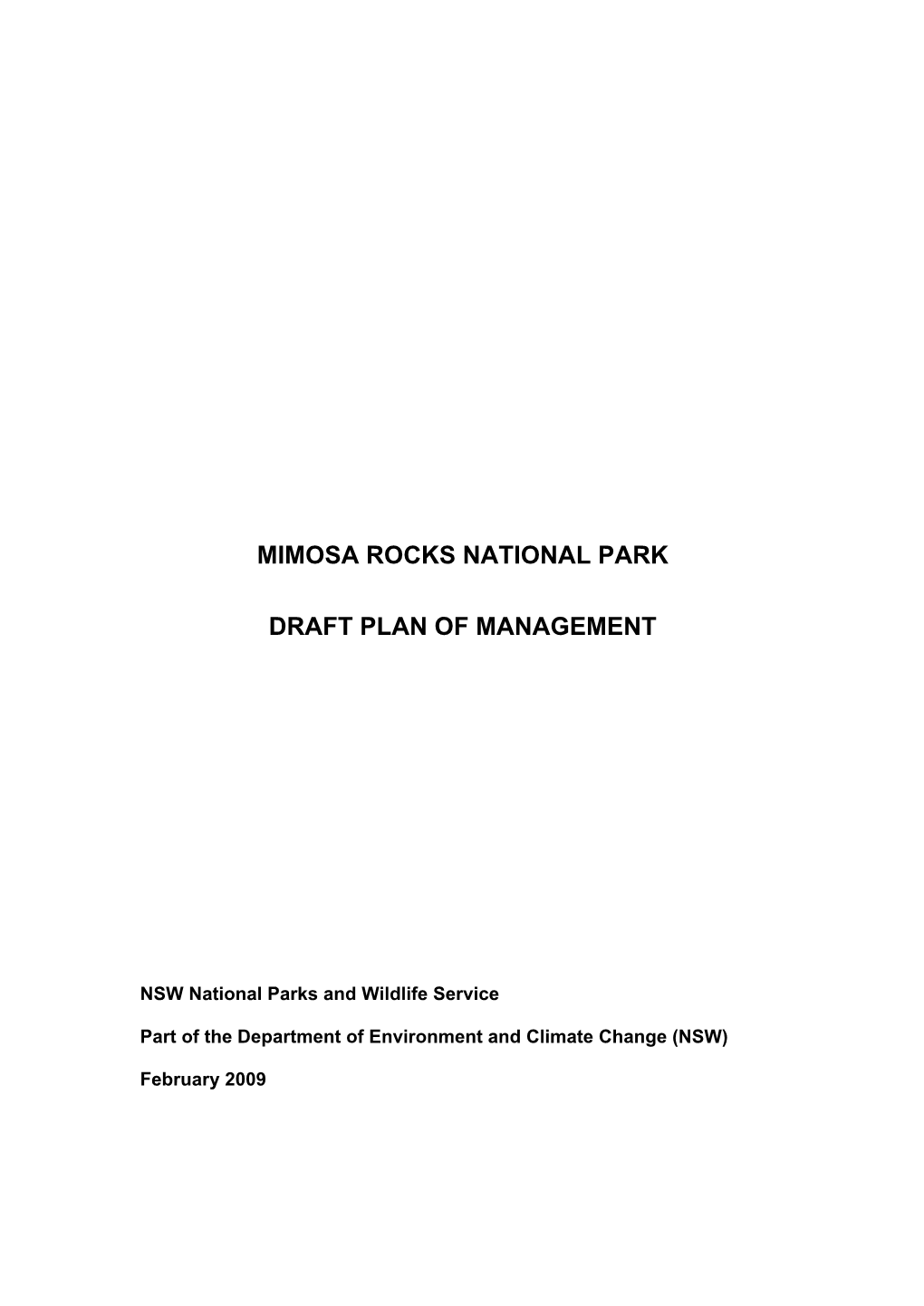 Mimosa Rocks National Park Draft Plan of Management