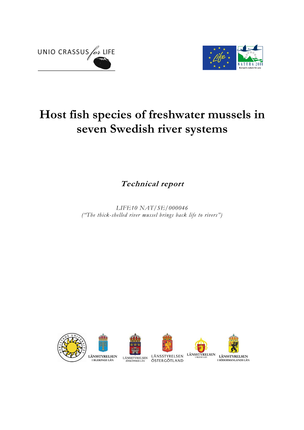 Host Fish Species of Freshwater Mussels in Seven Swedish River Systems
