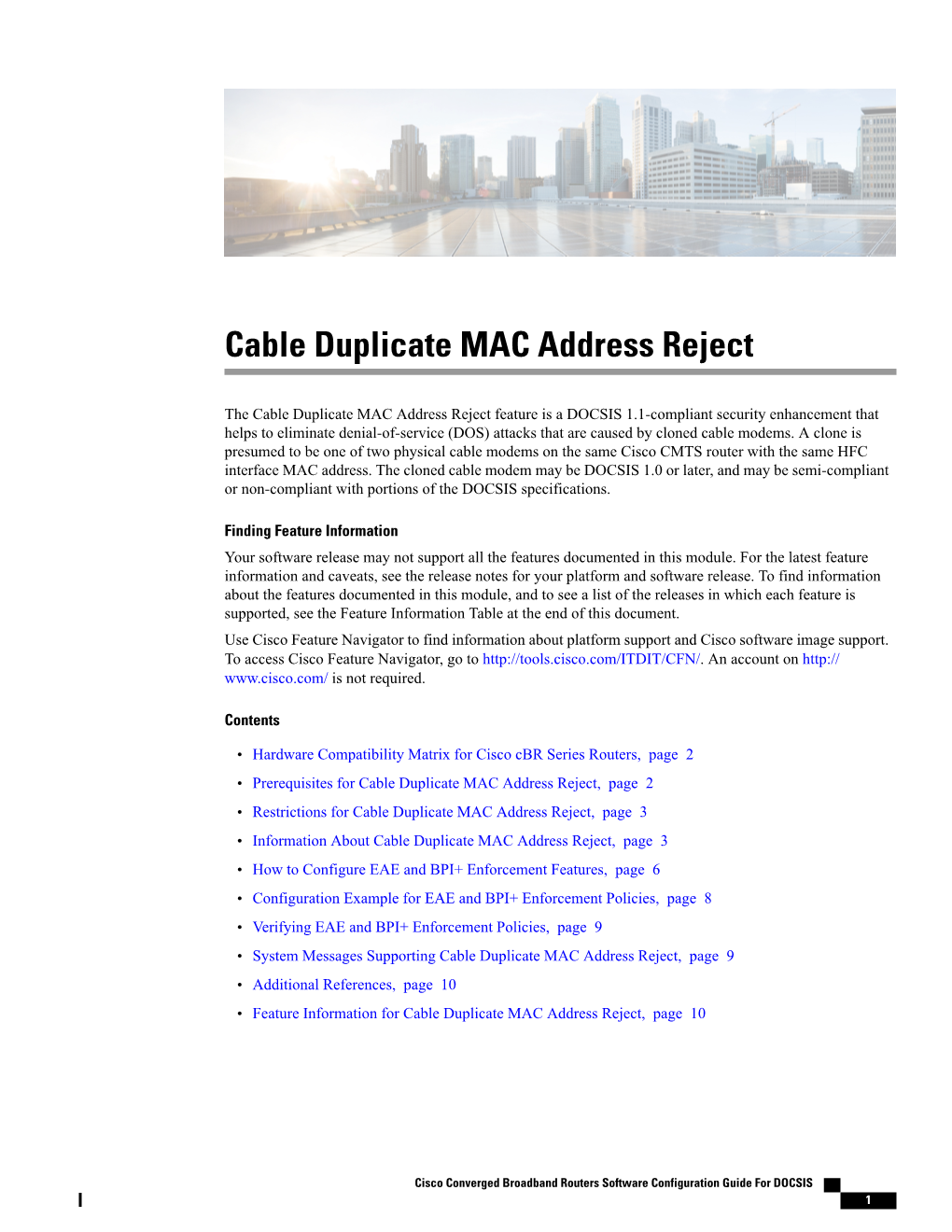 Cable Duplicate MAC Address Reject